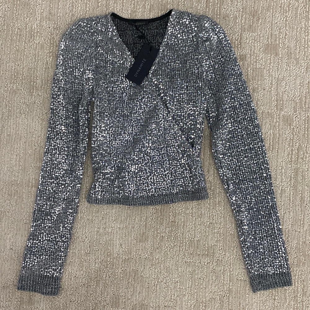 Dynamite sequinned crop top